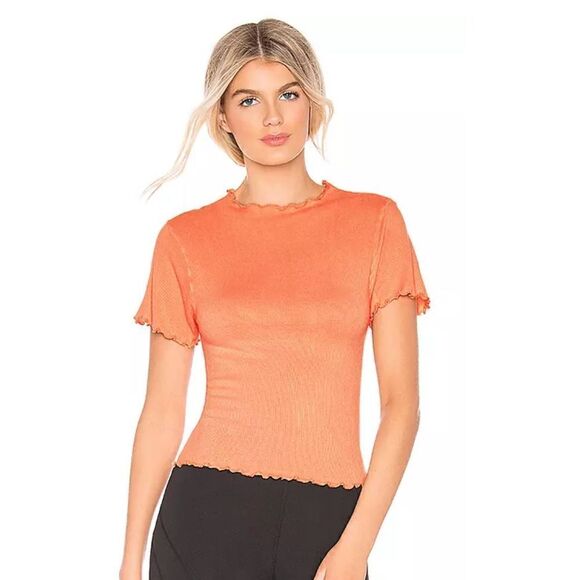 Free People FP Movement NWOT Madeline Funnel Baby tee size xs creamsicle orange - Picture 1 of 9